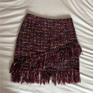 Zara Twill Fringe Skirt